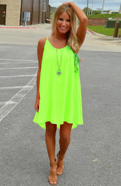 Women beach summer sundresses chiffon women dress 2017 new fashion solid color mini dress